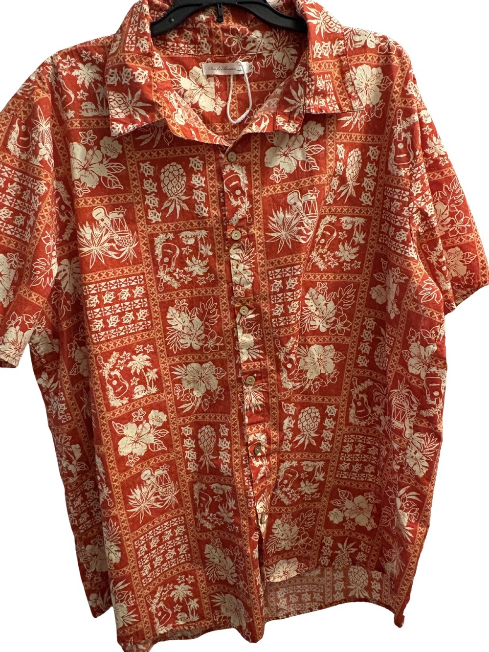 Men's Hawaiian Print Button-Up